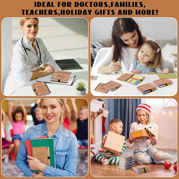 20 Sets Employee Appreciation Gifts Inspirational Spiral Notebooks with Sticky Notes Notepads Motivational Bamboo Ballpoint Pens for Nurse Coworker Teacher (MAY YOU)