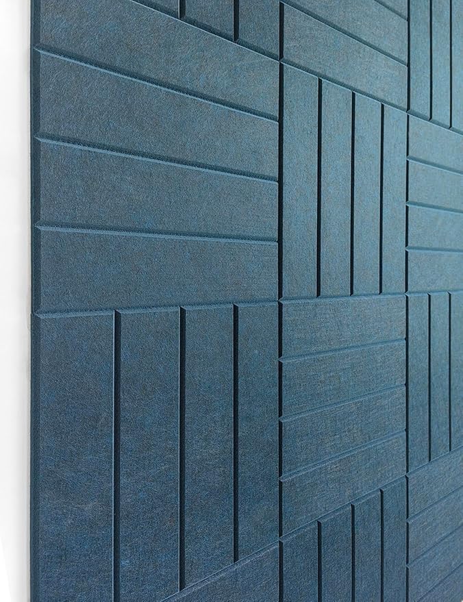 Large Cork Board Alternative - 12-Pack Felt Wall Tiles with Safe Removable Adhesive Tabs, Cork Wall Tiles Bulletin Board Home Office Essentials - Prussian Blue