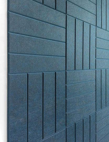 Large Cork Board Alternative - 12-Pack Felt Wall Tiles with Safe Removable Adhesive Tabs, Cork Wall Tiles Bulletin Board Home Office Essentials - Prussian Blue