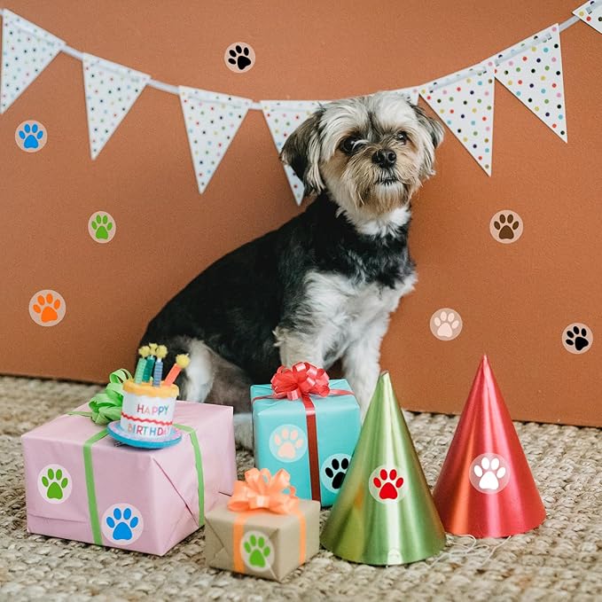 Paw Print Stickers, 1.5" Clear Round Bear Paw Stickers with Perforation Line (500 PCS, Red)