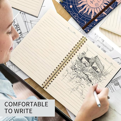 Spiral Journal Notebook, A5 Cute Notebooks for Women Men, College Ruled Hardcover Notebook for Work & Note Taking, 60 Pages Double-Wire Journals for Writing Cute Cloud Sun