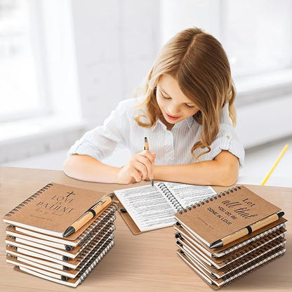 INSADA 30 Sets Bulk Christian Gifts Spiral Notebooks with Bamboo Pen Prayer Journal, Small Notepads, Inspirational Journals for Believers Friends Colleagues and Family Perfect Christmas Gifts