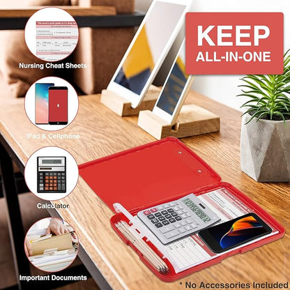 Sooez Clipboard with Storage, High Capacity Nursing Clipboards with Pen Holder, Heavy Duty Plastic Storage Clipboard with Low Profile Clip, Clipboard Folder, Teacher Must Haves, Office Supplies