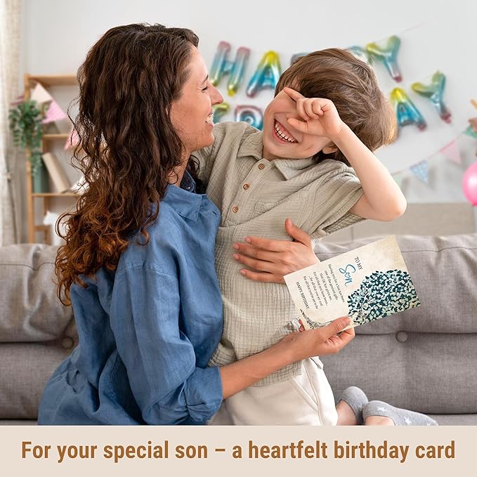 Birthday Card For Son Adult, Meaningful Gift for Son from Mom or Dad, Sentimental Greeting Cards for His Birthday, Graduation, or Any Occasion, with Kraft Envelope & Sticker