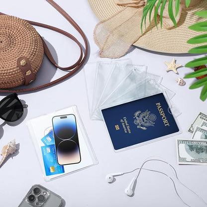 Patelai 50 Pcs 4 x 6 Passport Holder with Thumb Notch PVC Plastic Cash Budget Envelopes,clear File Envelopes Bulk,holds up to 30 Sheets, for Office Travel Storage