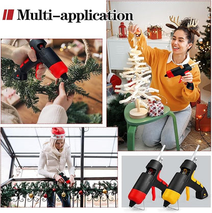 Cordless Hot Glue Gun, Fast Preheating Hot Melt Glue Gun, Mini Glue Gun Kit with 10 Premium Glue Sticks, Rechargeable Wireless Glue Gun for Art, Crafts, Home Repaire (Red)