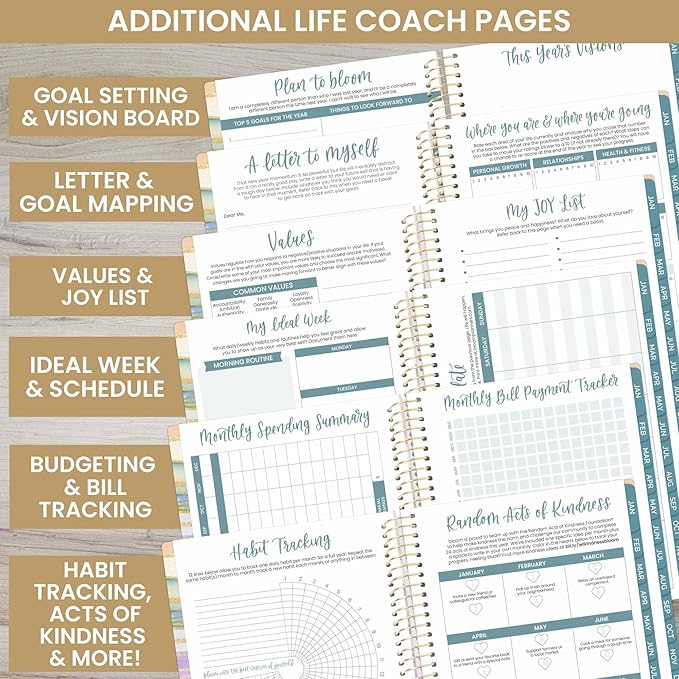 bloom daily planners 2025 Planner - Calendar Year Day Planner (January 2025 - December 2025) - 5.5” x 8.25” - Weekly & Monthly Agenda Organizer Book with Stickers & Bookmark - Watercolor Waves