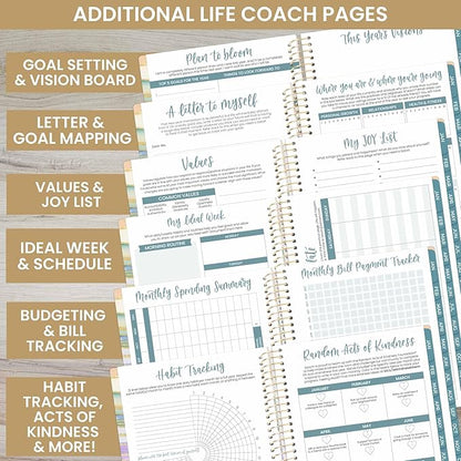 bloom daily planners 2025 Planner - Calendar Year Day Planner (January 2025 - December 2025) - 5.5” x 8.25” - Weekly & Monthly Agenda Organizer Book with Stickers & Bookmark - Watercolor Waves