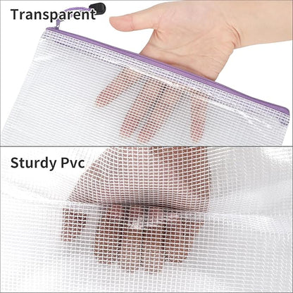 EOOUT 20pcs Mesh Zipper Pouch, Waterproof Zipper Bags, 8 Sizes Plastic Travel Pouch, 10 Colors, Multipurpose for Board Game, Travel Storage, School Supplies, Office Appliances, Home Organize