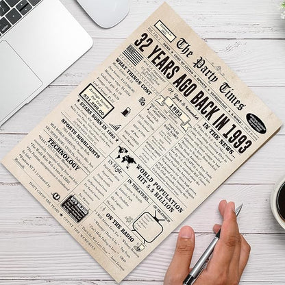 Vintage 32nd Birthday Gifts for Women Men, Happy 32nd Birthday Card for Son Daughter, Big 32 Year Old Birthday Card for Wife Husband