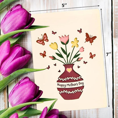 Fancy Land 12 PCS Mothers Day Cards Die Cut Design Happy Mothers Day Cards with Envelopes and Stickers Mothers Day Gifts