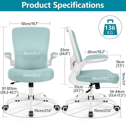 FelixKing Office Chair, Ergonomic Desk Chair Breathable Mesh Chair with Adjustable High Back Lumbar Support Flip-up Armrests, Executive Rolling Swivel Comfy Task Computer Chair for Home Office