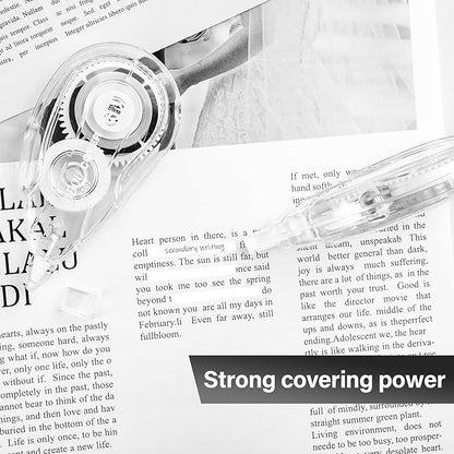 Correction Tape, Easy To Use Applicator for Instant Corrections Wrong Writing At Any Time, For school, Office (White, 12pack, 6M/256" x 0.2")