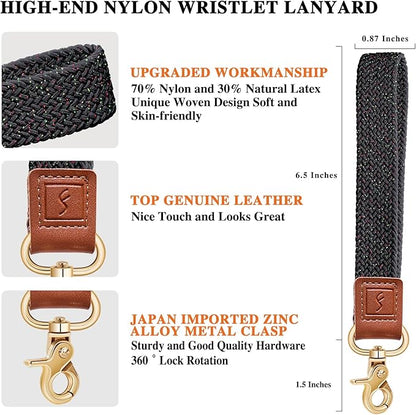 Fishent Stretchy Wristlet Keychain,Braided Cute Wrist Lanyards for Keys, Key Chain Holder for Women Men, Wrist Strap Keychain for Car Keys Phone Camera Wallet ID Badges Card (Starry Night)