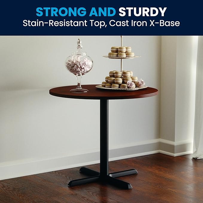 Flash Furniture Chapman 36" Round Multipurpose Conference Table, Business Meeting Table for Office and Conference Rooms, Cherry