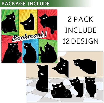 Magnetic Bookmarks - 12 Pieces Assorted Cute Book Markers Clip Set for Teachers Students Book Lovers Reading, for School Office Home Supplies, Kawaii Cat Magnet Page Markers