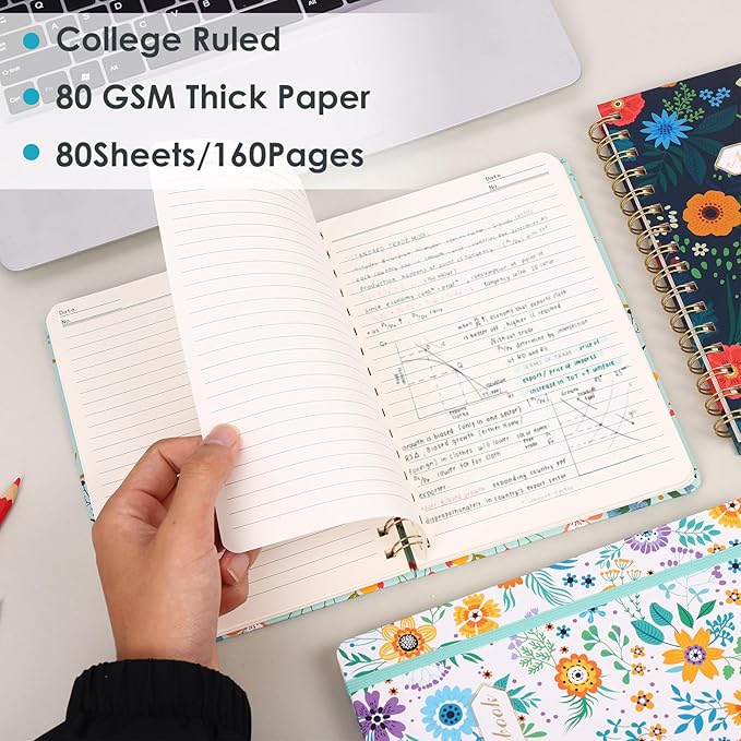 LABUK 5.6 x 8.4 Inches Spiral Notebook, 3 Pack 160 Pages Hardcover Spiral Journal, Suitable for Gifts, Women, Work, Office and School Supplies.
