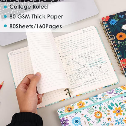 LABUK 5.6 x 8.4 Inches Spiral Notebook, 3 Pack 160 Pages Hardcover Spiral Journal, Suitable for Gifts, Women, Work, Office and School Supplies.