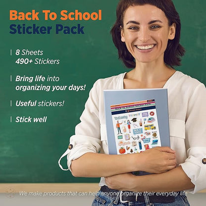 Teacher Planner Stickers Back to School Themed Planning Sticker Accessories for Student, Educators, homeschoolers, Women, Cute Happy Planner Productivity