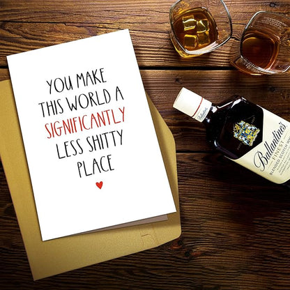 Supoeguk Funny Birthday Card for Best Friend, Bestie Birthday Card, Thank You Card for Him Her, Thinking of You Card, You Make The World Better