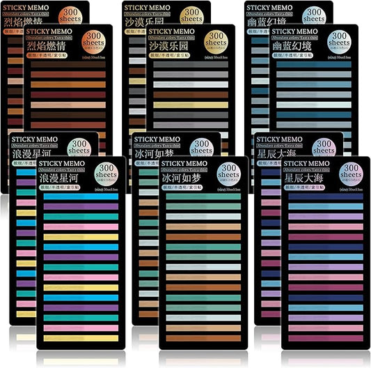 HAUTOCO 3600pcs Transparent Highlighter Tape, Removable Highlighter Strips Sticky Notes for Annotating Books, Morandi Clear Sticky Page Markers Tabs for Office School Aesthetic Study Supplies