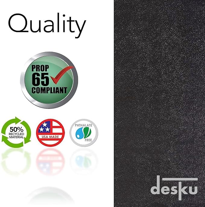 DESKU Flower Power Desk Chair Mat – Heavy-Duty PVC Mats for Hard Floor Protection, Black, 48 x 49 Inches, Made in The USA