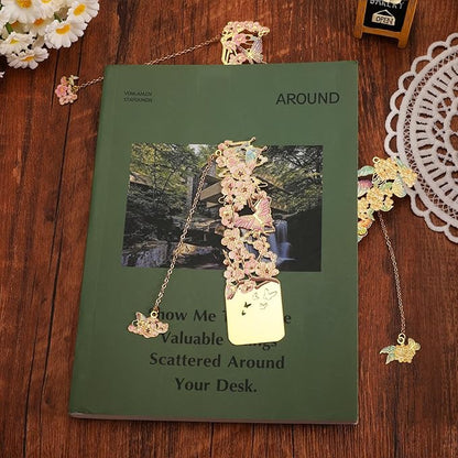 3 PCS Metal Bookmarks, Bookmarks for Reading Women, Bookmarks for Women, Beautiful Metal Bookmark, Beautiful Flower Bookmark, Osmanthus Fragrans, Plum Blossom, Apricot Blossom (BKM-050-004)