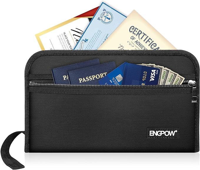 ENGPOW Receipt Coupon Organizer,Fireproof 13 Pockets Expanding File Folder Small Accordian File Organizer,Portable Filing Wallet Holder with Zipper & Labels for A5 Size Files and More(11.4" x 6.3")