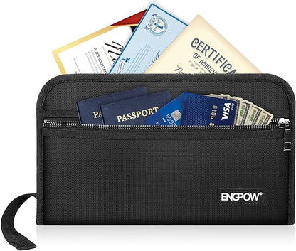 ENGPOW Receipt Coupon Organizer,Fireproof 13 Pockets Expanding File Folder Small Accordian File Organizer,Portable Filing Wallet Holder with Zipper & Labels for A5 Size Files and More(11.4" x 6.3")