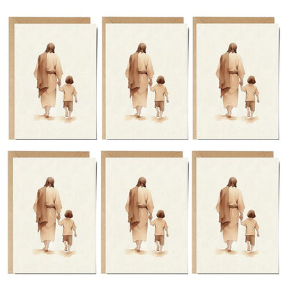 | The Way He Leads | Christian Greeting Cards Set of 6 with Envelopes | Scripture Biblical Cards, Jesus Decor Christian Gifts for Women, Religious Gifts Christian Décor (5"x7")