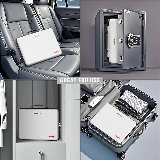 Fireproof Document Organizer, Expanding File Organizer with 13 Pockets, Portable Fireproof Document Box Hard-Shell Document Organizer Storage for Documents Laptop Passports Cards Gray