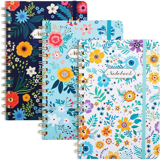 LABUK 5.6 x 8.4 Inches Spiral Notebook, 3 Pack 160 Pages Hardcover Spiral Journal, Suitable for Gifts, Women, Work, Office and School Supplies.