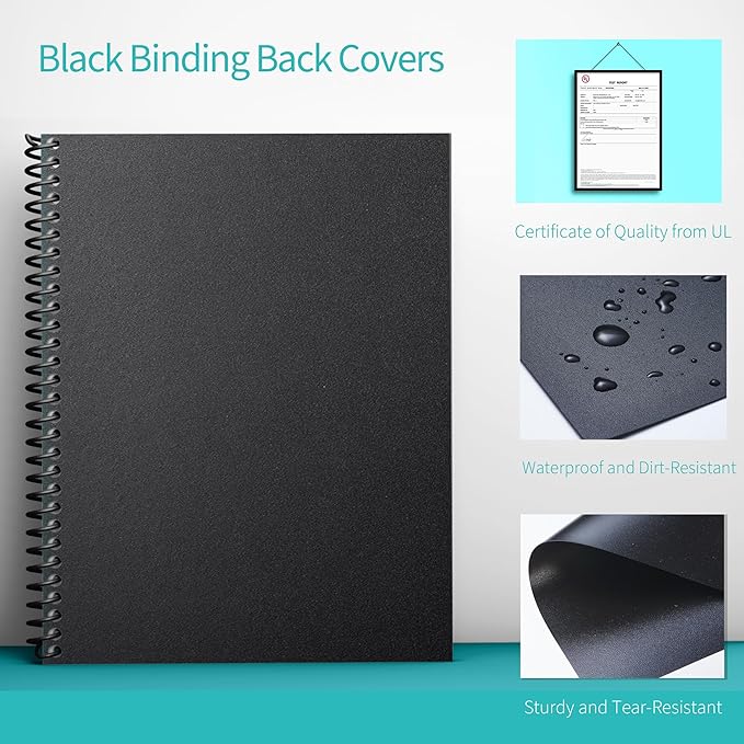 Binditek 200 Pack Binding Covers and Backs Set, 8.5 x 11 Inches, Including 100 Pcs 10 Mil Clear PVC Binding Covers, 100 Pcs 12 Mil Sand-Textured Polycovers, for Letter Size