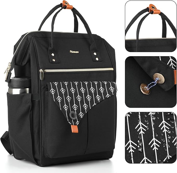 MOMUVO Laptop Backpack for Women, School Backpack 15.6 Inch Notebook Work Backpack with USB Charging Port, Casual Daypack Women College Bookbag for Teacher, Girls, Travel