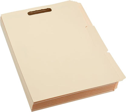 Amazon Basics Manila File Folders with Fasteners, Letter Size, 100-Pack, Light Brown