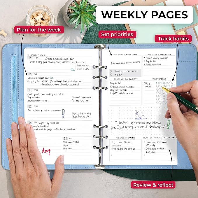Clever Fox Weekly Planner Binder – Goal Setting Planner for Time Management & Weekly Tasks – Work & Life Organizer with to Do List & Habit Tracker – Undated, 7″ x 9″ Hardcover (Periwinkle)