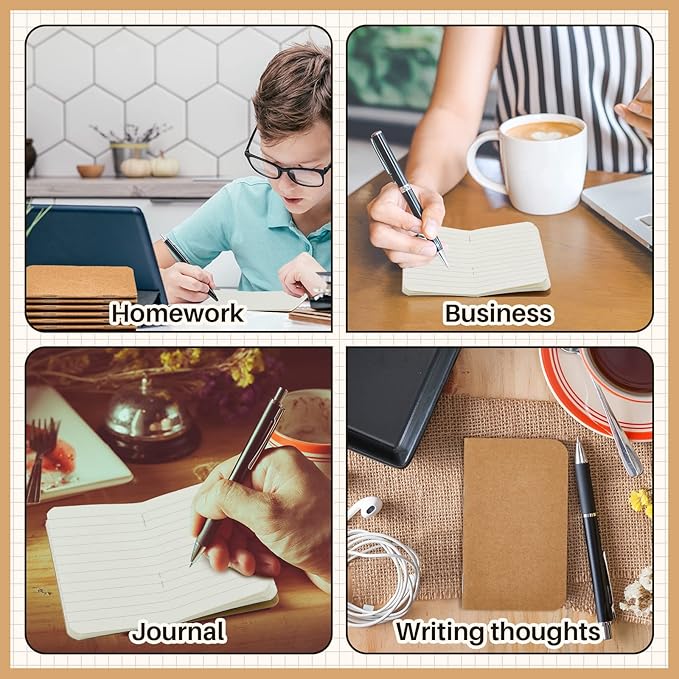 Outus 36 Pcs Pocket Notebook Mini Journal 2.5" x 4" Kraft Paper Mini Notepad Bulk Softcover Pocket Notepad Memo Diary Subject Notebooks for Student Traveler School(Brown)