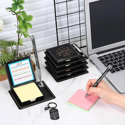 12 Set Employee Appreciation Gifts Bulk Inspirational Gifts Team Gift Bag PU Leather Notepad Holder with Pen Holder Team Keychain Ballpoint Pen Bulk Gifts for Colleagues Employees(Proud)