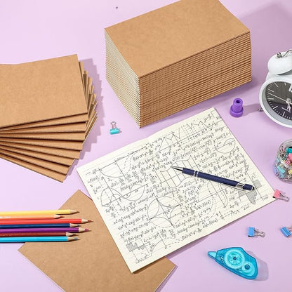 Handepo 100 Pack A5 Kraft Notebooks 60 Pages Ruled Lined Journals Notebooks Soft Cover Kraft Composition Notepad Travel Diary Journals Memo for Girls, Students, Office, School Supplies (Kraft Color)