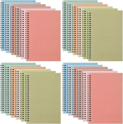 Fuutreo 24 Pcs Spiral Notebook for Work A5 8.3 x 5.7 Inch College Ruled Spiral Journal Notebook Kraft Cover, 12 Color, 60 Sheets, 120 Pages for Office School Supplies(Earthy Color)