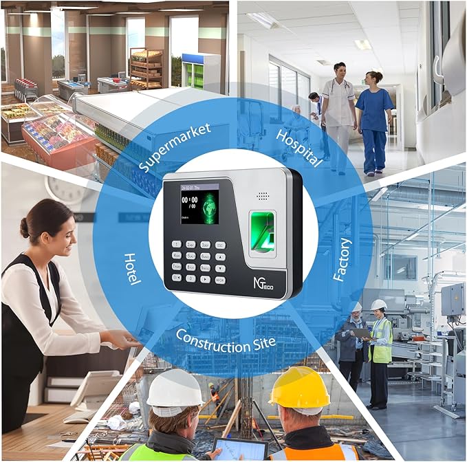 NGTeco Time Clocks for Employees Small Business, Upgraded Fingerprint Time Clock Supporting Shift Schedules, Standalone Time Card Machine Automatic Punch in Out (No Need WiFi)