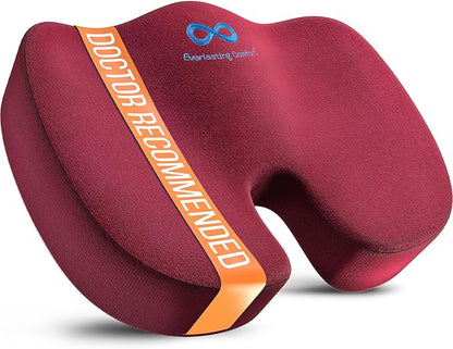 Everlasting Comfort Doctor Recommended Memory Foam Seat Cushions for Office Chairs - HSA FSA Eligible Tailbone Pain Relief Cushion, Sciatica & Back Support, Office Chair Cushion & Car Seat Cushion