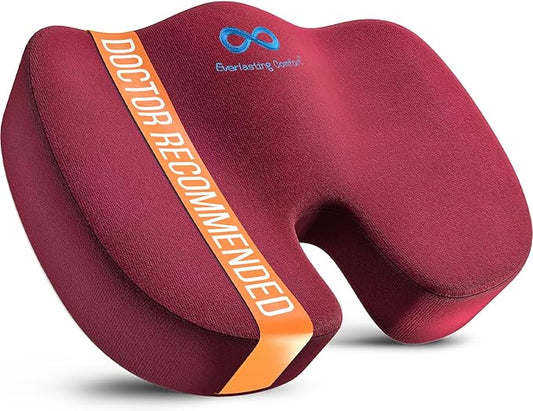 Everlasting Comfort Doctor Recommended Memory Foam Seat Cushions for Office Chairs - HSA FSA Eligible Tailbone Pain Relief Cushion, Sciatica & Back Support, Office Chair Cushion & Car Seat Cushion