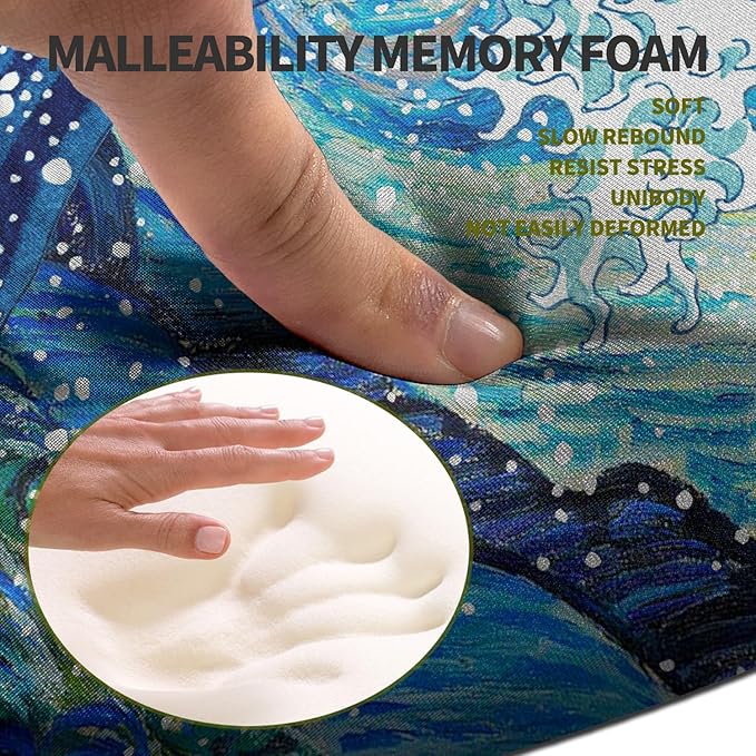 Hokafenle Ergonomic Mouse Pad Wrist Support, Terraced Slope Carpal Tunnel Wrist Pad for Mouse with Unibody Memory Foam, Wrist Rest Pain Relief Mousepad (Starry Night Sea Wave, 11.8x7.9 in)