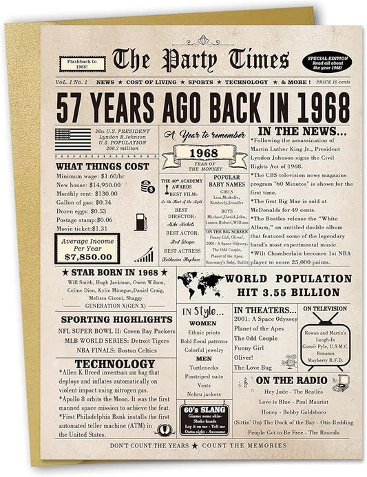 Funny 57th Birthday Card for Her Him, Retro 57th Birthday Decorations for Women Men Mom Dad, Large 57 Years Old Bday Gift Ideas