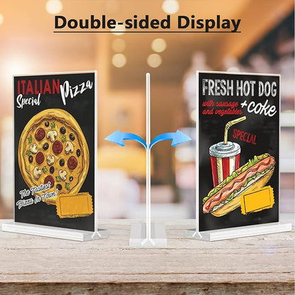 MaxGear 8.5x11 Acrylic Sign Holder 3 Pack, Clear Table Menu Display Stand Plastic Document Paper Holder Double Sided Flyer Holder T Shape Sign Frame for Store, Restaurant, Hotels, Office