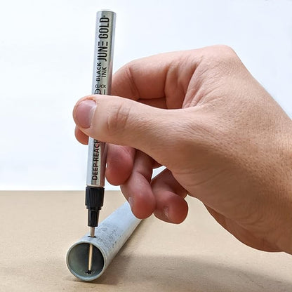 June Gold 2 Black Deep Reach Markers, 2 Ink Refill Bottles, 2 Tip Replacements, 30 mm Reach & 2 mm Felt Tip