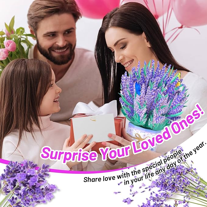 Pop Up Flowers Bouquet Cards Get Well Cards 3D Flower Birthday Cards with Note Card and Envelope for All Occasion Mother's Day Thinking of you Thanksgiving Christmas Gift