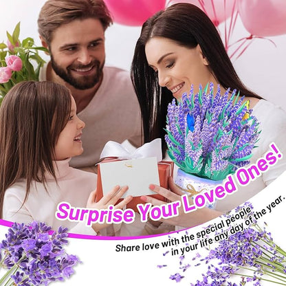 Pop Up Flowers Bouquet Cards Get Well Cards 3D Flower Birthday Cards with Note Card and Envelope for All Occasion Mother's Day Thinking of you Thanksgiving Christmas Gift