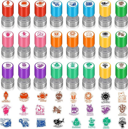 Yinder 24 Pcs Teacher Stamps for Classroom Self Inking Classroom Stamps Bulk for Teachers Elementary Colorful Motivational Encouraging Gifts(Lovely Animal)